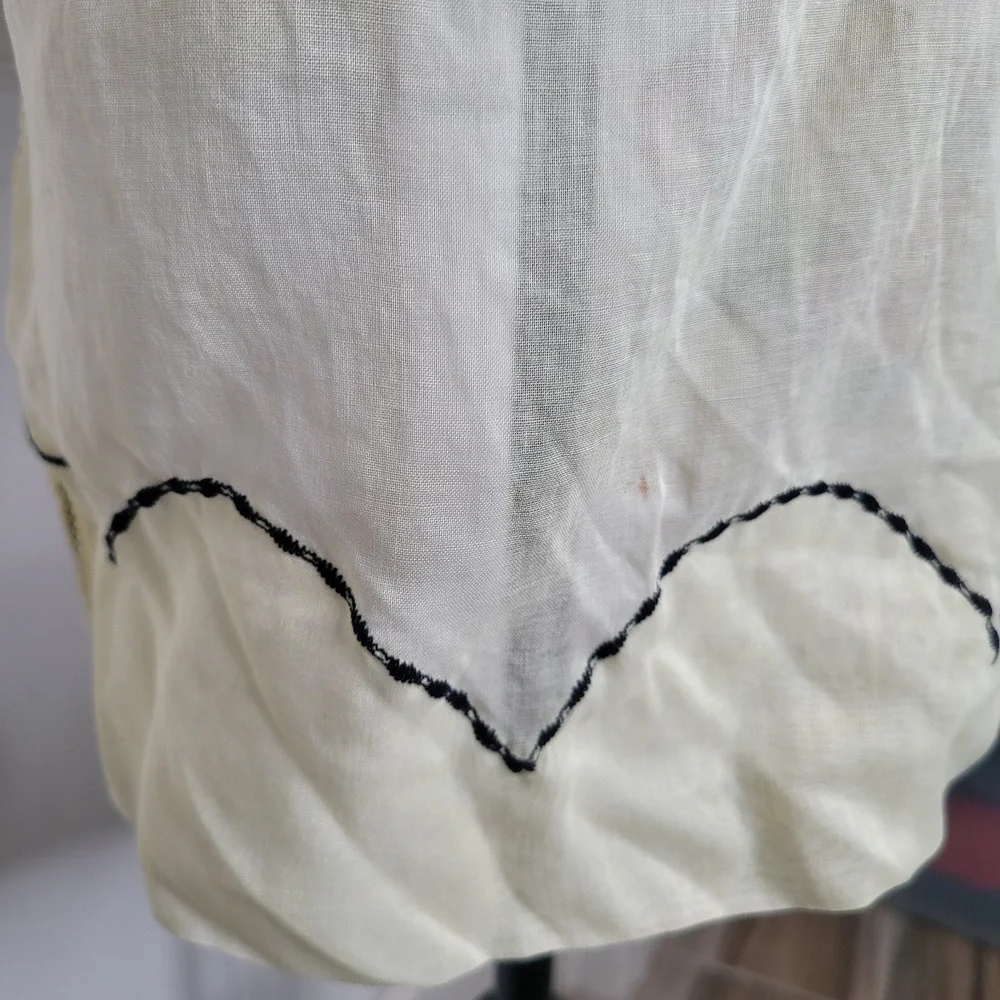 Vintage 1950's Half Apron Hostess Cook Yellow Sheer Embroidery Grannycore Unique